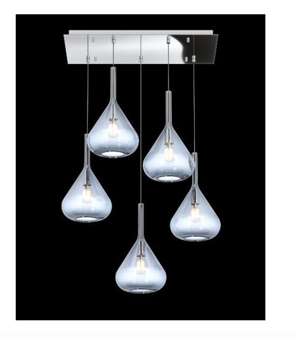 Toplight Sospensione Cromo 5 Luci Rettangolare Vetri Blu 1177CR/S5 R-BL
Il lampadario a 5 luci sospeso Kona dell’azienda Top Light è perfetto per illuminare la cucina o il soggiorno in modo diffuso.